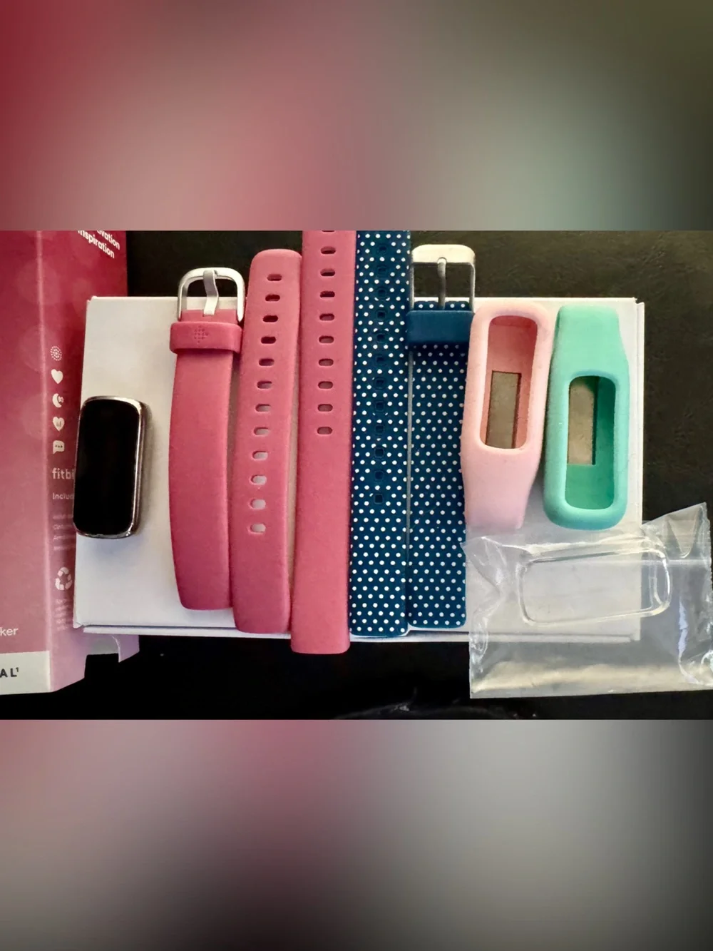 Fitbit Luxe with extra Accessory Set - Pink, Blue & Teal Bands with Charger